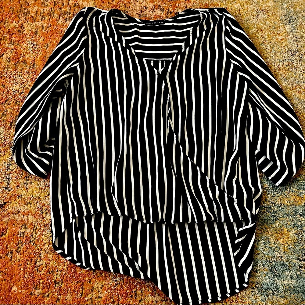 West Kei Navy Blue & White Stripe Blouse